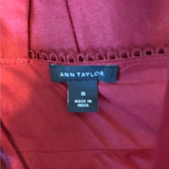 Ann Taylor Red Scarlet Halter Midi Dress Pockets Crochet Detail Size 10 - Picture 8 of 8